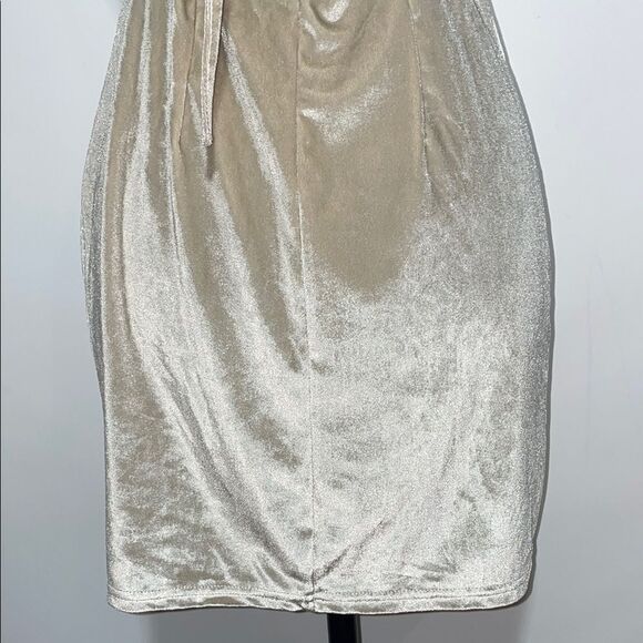 Elegant Cream Velvet Dress - Picture 9 of 9